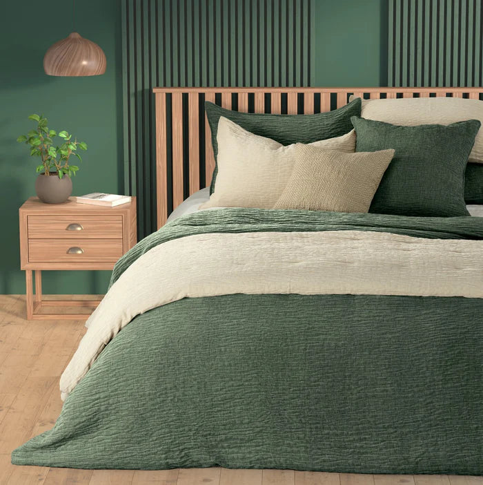 Barbara Textured Duvet Cover - 100% polyester velvet GREEN