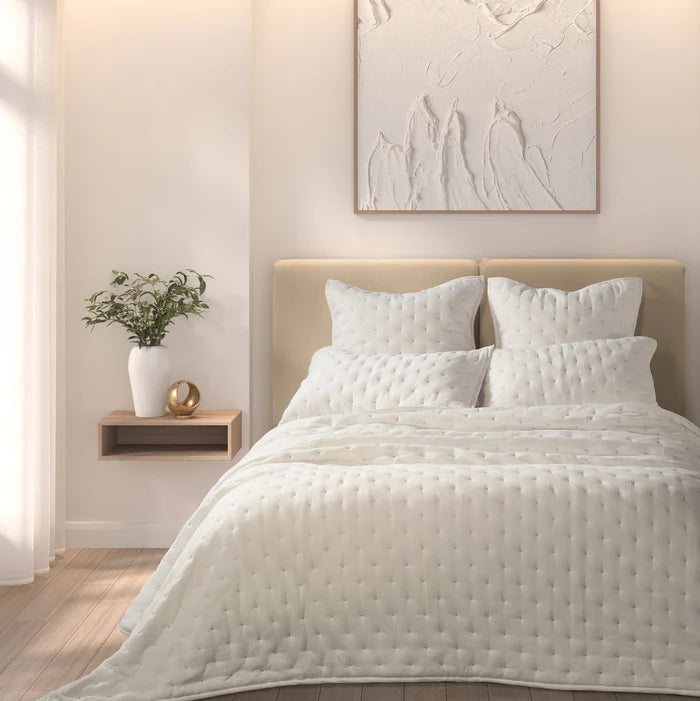 Blanche quilted quilt shell in 100% cotton – premium white bedding by Bed & Bath Home Decor