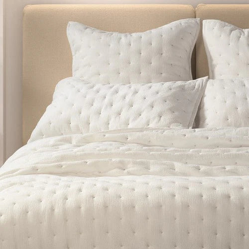 Close-up of Blanche cotton quilt shell quilted texture – lightweight luxury bedding Canada