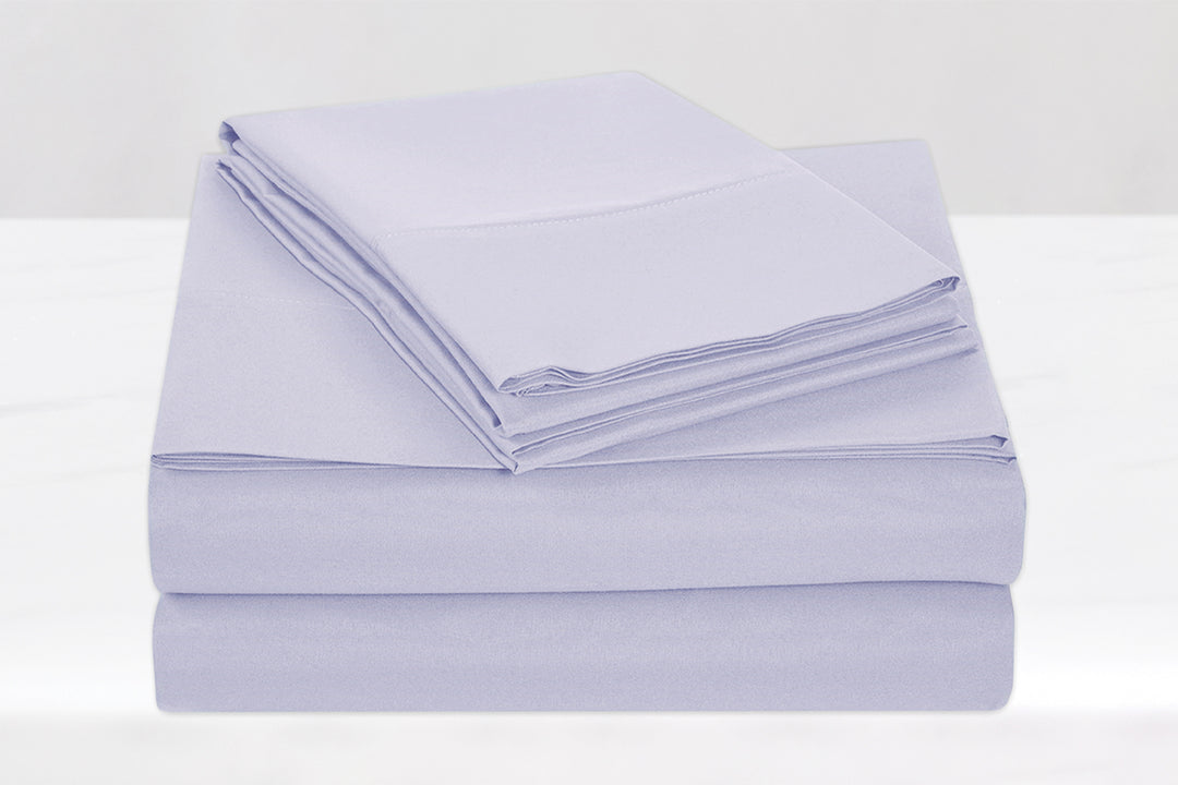 💜 Lavender: Chroma Pre-Washed Cotton Sheet Set in Lavender – 144 TC, Twin to King, Bed & Bath Home Decor
