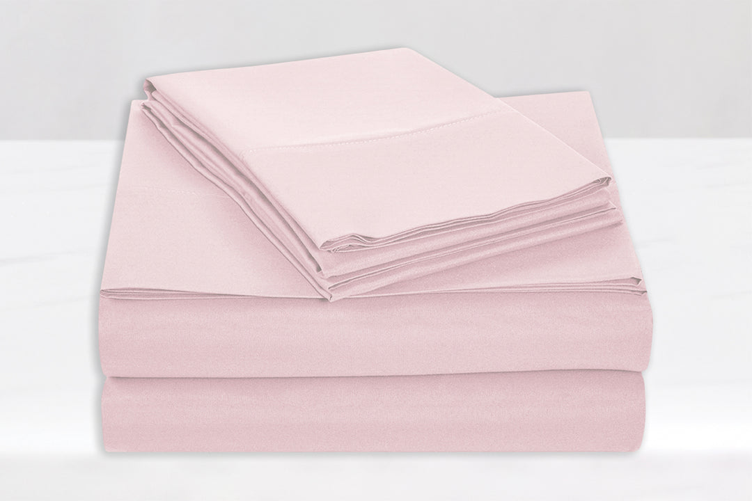 🩷 Pink: Chroma Pre-Washed Cotton Sheet Set in Pink – 144 TC, Twin to King, Bed & Bath Home Decor