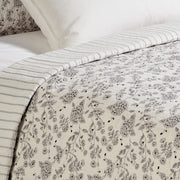 Countryside Chocolate Floral Quilt – 100% cotton, floral pattern on ivory background, shown flat