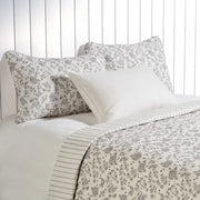 Countryside Chocolate Floral Quilt – 100% cotton, floral pattern on ivory background, shown flat
