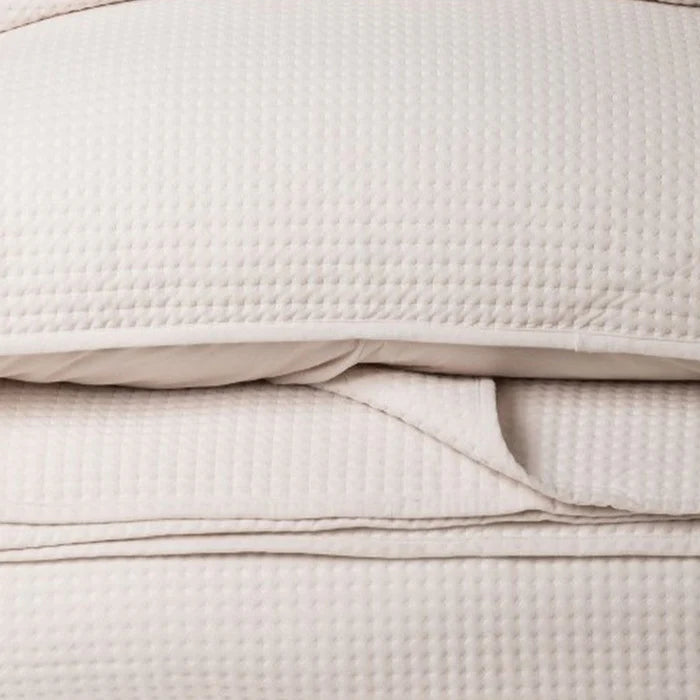 Atelier Cream Quilt Set detail view – 100% polyester velvet, available in Twin, D/Q, King & Super King