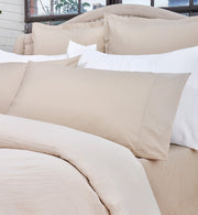 Crinkle 100% Gauze Cotton Duvet Cover – Available in White, Beige, Marine & Kale | Made in Portugal