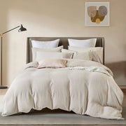 Crinkle Cotton Duvet Cover Set – Soft & Durable, 300 TC Beige