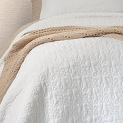 Foliage White Stitched Quilt – 100% Cotton