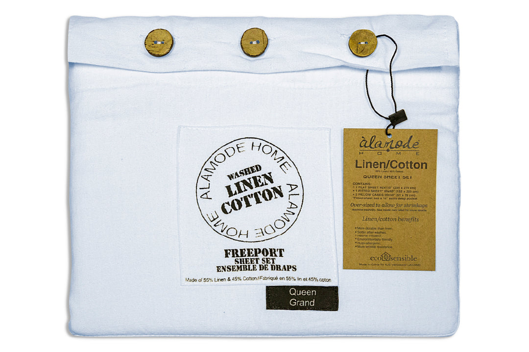 Freeport Linen Cotton 55% Linen, 45% Cotton SHEET SETS WHITE