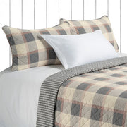 Germain Cream, Grey & Tan Plaid Reversible Quilt – 100% Cotton Exterior