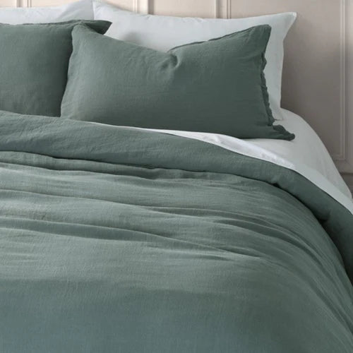 LIN BLUE STEEL LINEN DUVET COVER