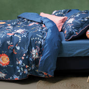 Flower Festival dark blue duvet cover with colorful flowers