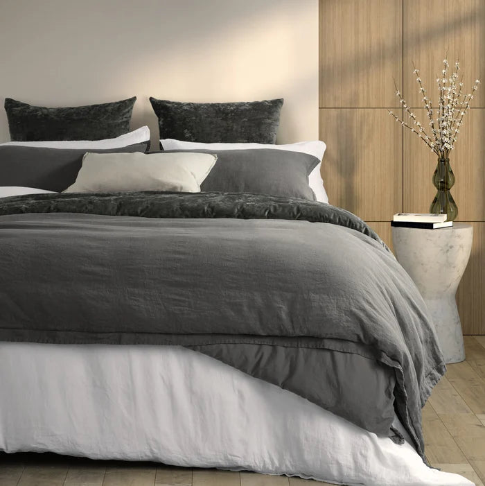 Linen Stone Wash Charcoal Duvet Cover by Brunelli"