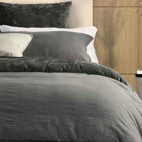 Linen Stone Wash Charcoal Duvet Cover by Brunelli"