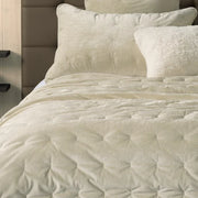 Lounge Solid Ivory Velvet Quilt – 100% Polyester Velvet