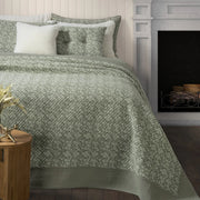 Maggie green flowered quilt – 100% cotton bedding by Brunelli