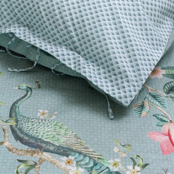 OKINAWA BLUE DUVET COVER WITH PINK FLOWERS