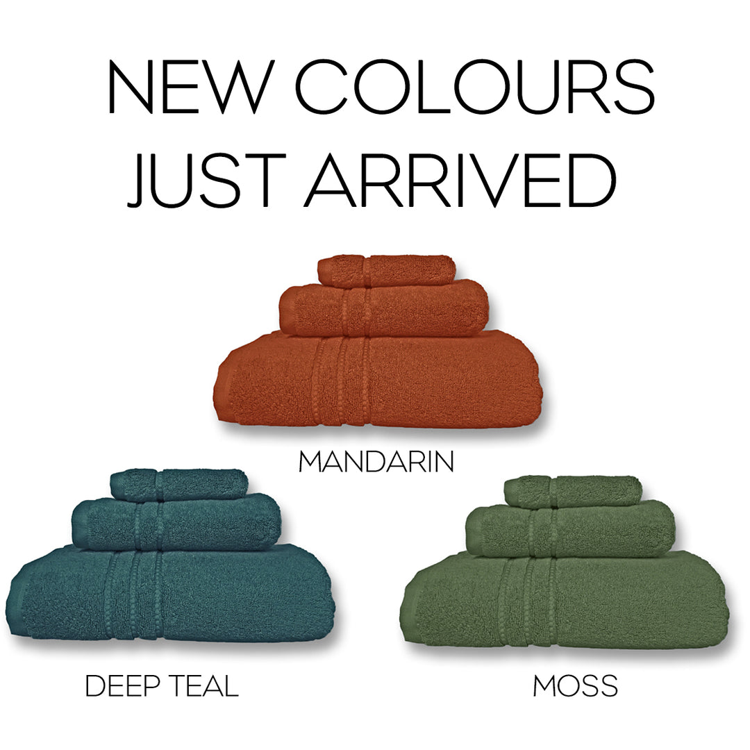 Luxury Portofino bath towels in premium colours — soft, absorbent towels at Bed & Bath Home Decor