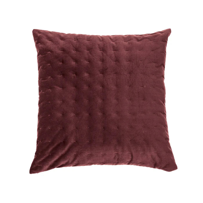 BURGUNDY Brunelli Riad Velvet European Pillow in Burgundy - 25x25 inches, 100% polyester velvet cover with polyester filling