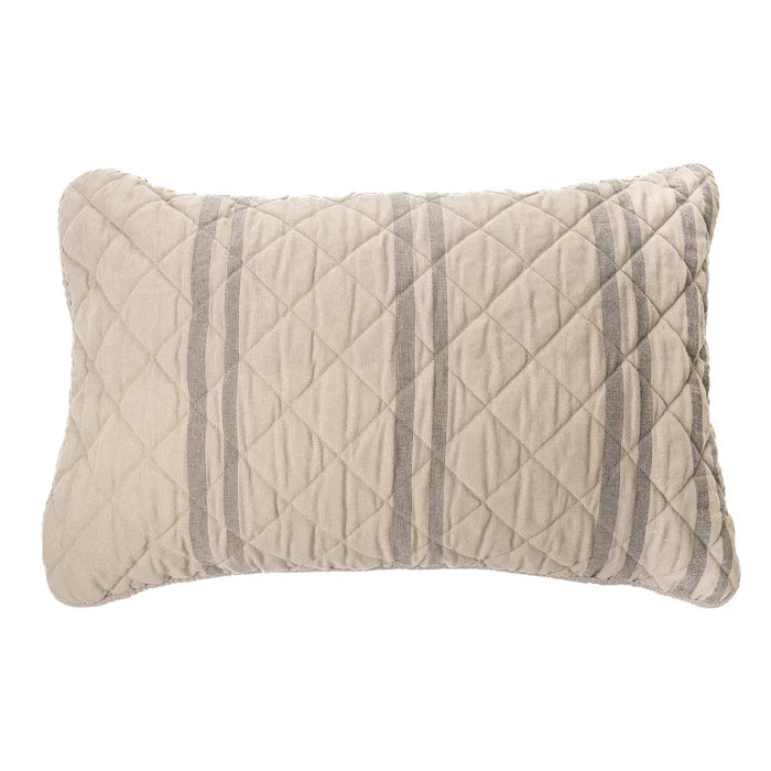 Room natural quilt with charcoal stripes