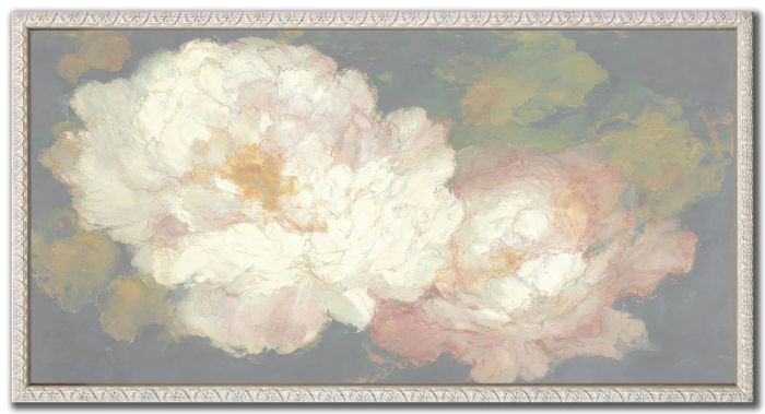Peonies over Textured Slate Blue