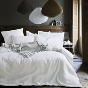 STAR WHITE LINEN BEDDING DUVET COVER SET SUPER KING