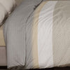 closer view: Close-up of Strom geometric duvet cover showing grey, beige and white patterned bands