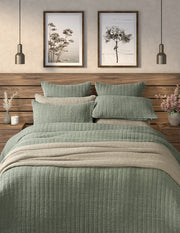 Spirit Green Waffle Cotton Quilt – Embossed Cotton Bedding | Brunelli
