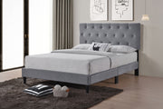 T2106 Platform Bed – No Need for Box Spring, Grey Velvet Queen/King GREY VELVET
