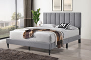 T2107 Platform Bed – No Box Spring Needed, Grey Velvet Queen/King LINEN GREY