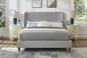 T2196 Bed - No Box Spring Required LINEN Fabric GREY
