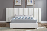 T2379 Bed - No Box Spring Required VELVET FABRIC OFF-WHITE
