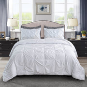 Pintuck 3 Piece Comforter Set WHITE