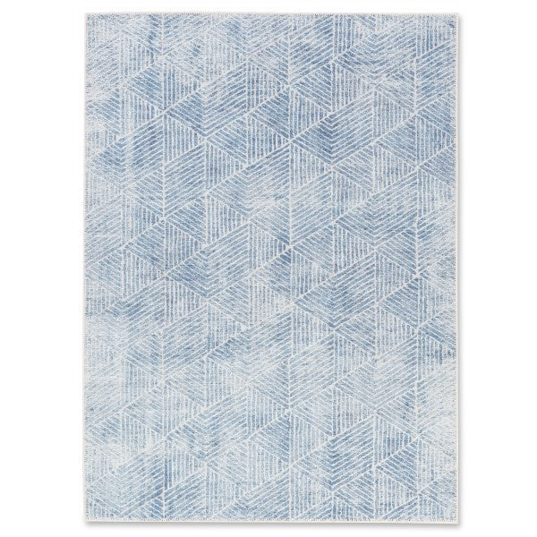 Aura Washable Spill Proof Blue White Area Rug AUR-1060