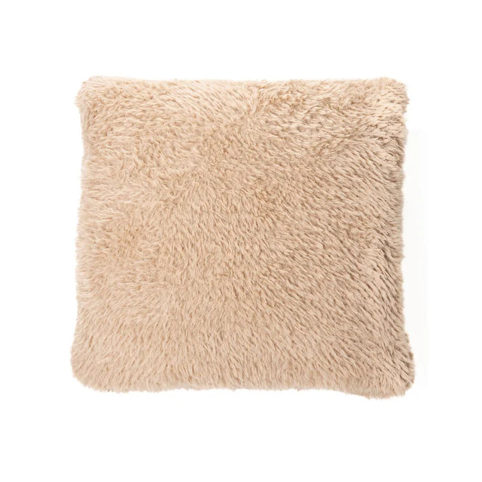 MOCHA Brunelli Beverly Faux Fur European Pillow in Mocha - 25x25 inches, 100% polyester cover with polyester filling