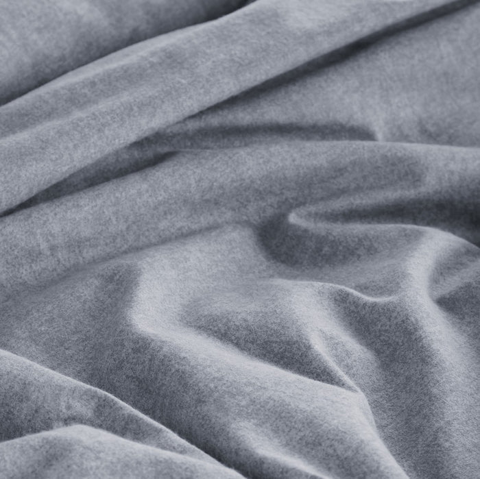Close-up of Bonheur Grey Flannel Duvet Cover texture — 100% cotton flannel 