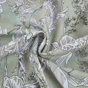 Byron Duvet Cover – White Floral Outline Detail on Textured Green Background, 300TC Cotton Sateen