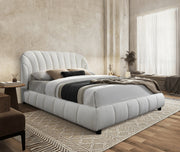 IF-5925 Platform Bed – Includes Mattress Support, Beige Velvet Queen/King