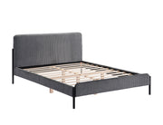 IF-5587 Platform Bed – Includes Mattress Support, Grey Corduroy Queen/King