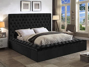 IF-5793 Black Velvet Upholstered Bed with Mattress Support