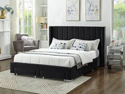 IF-5313 Black Velvet Upholstered Bed with Mattress Support