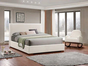 IF-5568 Beige Boucle Fabric bed - No Box Spring Required: