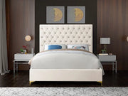 IF-5642 Cream Velvet Bed with Chrome or Gold Legs