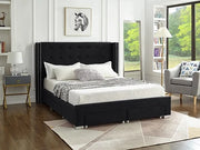 IF-5322 Creme Velvet Upholstered Bed with Mattress Support