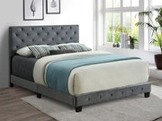 IF-5650 Grey Velvet Upholstered Bed with Mattress Support