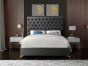 IF-5640 Grey Velvet Bed with Chrome or Gold Legs