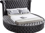 IF-5770 Grey Velvet Upholstered Bed with Mattress Support