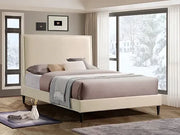 IF-5572 Creme Velvet Fabric Bed - No Box Spring Required:
