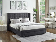 IF-5327 Grey Fabric Upholstered Bed with Mattress Support