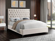 IF-5642 Cream Velvet Bed with Chrome or Gold Legs