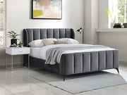 IF-5120 Platform Bed – No Box Spring Required, Grey Velvet Queen/King